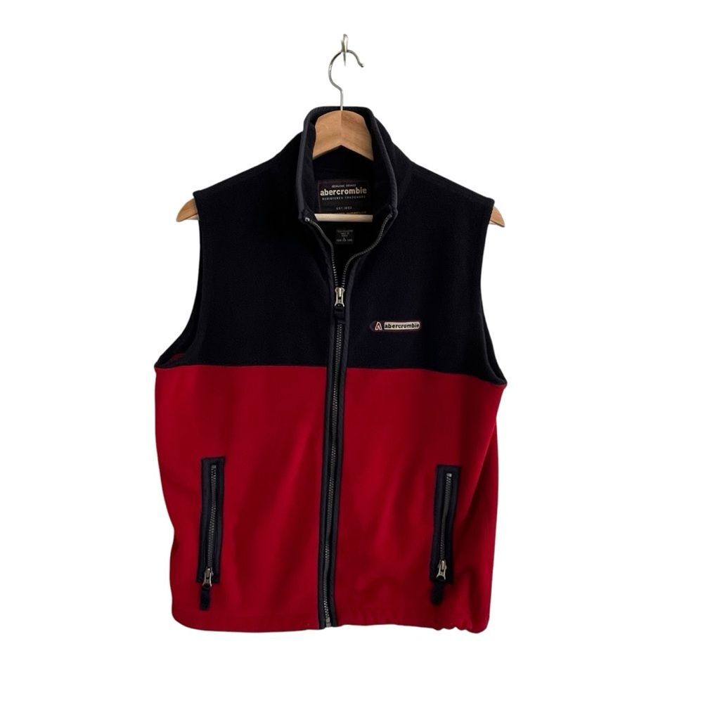Vintage Mens Abercrombie & Fitch Fleece Vest Size L Full Zip Outdoors Gorpcore